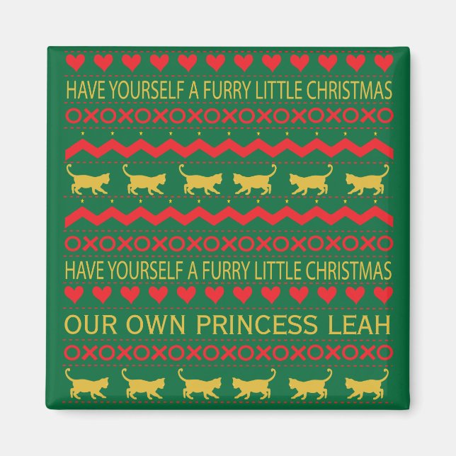 Weihnachts-Magnet-Platz-FURRY KLEINE CHRISTMAS/CAT Magnet (Vorne)