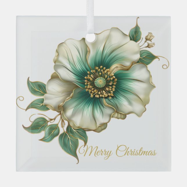 Weihnachts-Magnolia-Glas Ornament Aus Glas (Vorderseite)