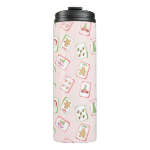 Weihnachts-Mahjong-Kacheln Thermosbecher