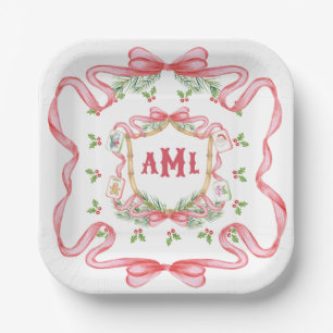 Weihnachts-Mahjong Monogramm Pappteller