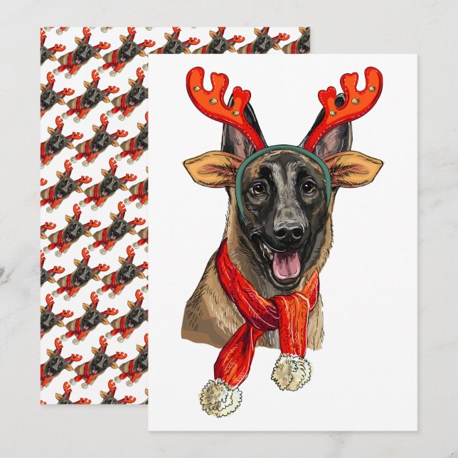 Weihnachts-Malinois-Hund Save The Date (Vorne/Hinten)