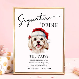 Weihnachts-Malteser Hund Hochzeit Signature Drink- Poster