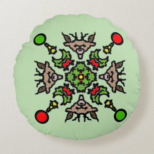 Weihnachts-Mandala-Muster Rundes Kissen