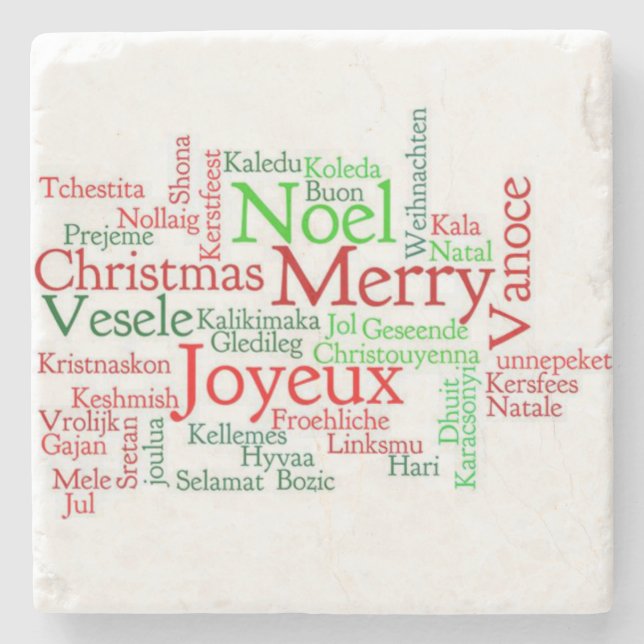 Weihnachts-Marble-Stone-Untersetzer, Frohe Weihnac Steinuntersetzer (Vorderseite)
