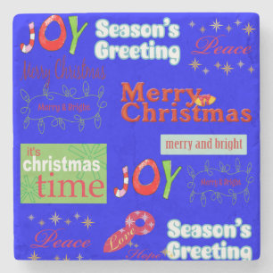 Weihnachts-Marble-Stone-Untersetzer, Joy Peace Steinuntersetzer