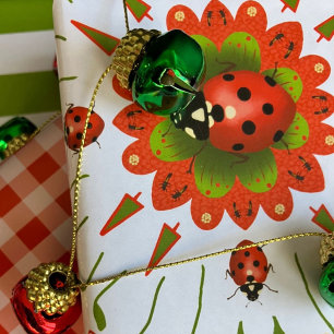 Weihnachts-Marienkäfer Rot, Grün und Weiß Geschenkpapier