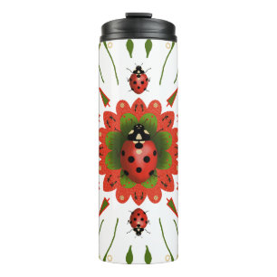 Weihnachts-Marienkäfer Rot Weiß Grün Thermosbecher