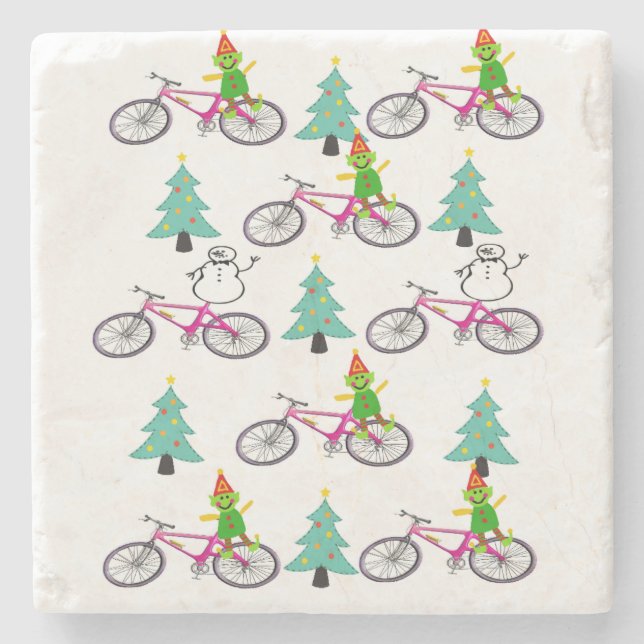 Weihnachts-Marmor-Stone-Untersetzer, Snowman Elf Steinuntersetzer (Vorderseite)