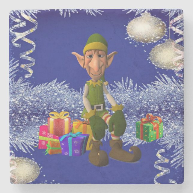 Weihnachts-Marmorstein-Untersetzer, Elf Steinuntersetzer (Vorderseite)