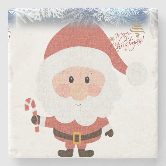 Weihnachts-Marmorstein-Untersetzer, Santa Steinuntersetzer (Vorderseite)