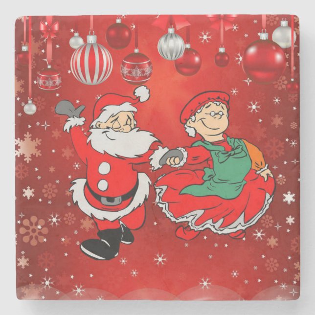 Weihnachts-Marmorstein-Untersetzer, Santa Steinuntersetzer (Vorderseite)