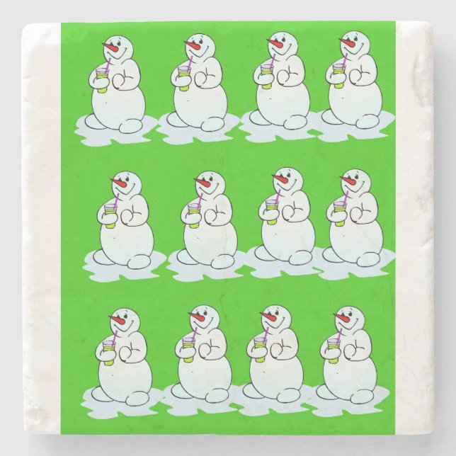 Weihnachts-Marmorstein-Untersetzer, Snowman Steinuntersetzer (Vorderseite)