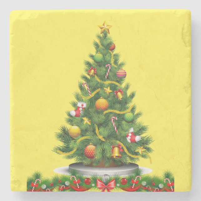 Weihnachts-Marmorstein-Untersetzer Steinuntersetzer (Vorderseite)