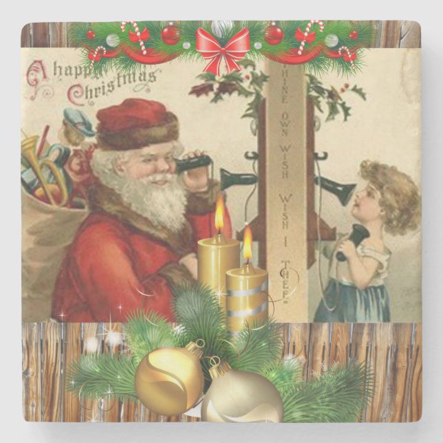 Weihnachts-Marmorstein-Untersetzer, Vintag Steinuntersetzer (Vorderseite)