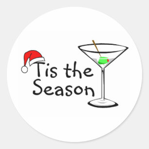 Weihnachts Martini Dies ist die Jahreszeit Runder Aufkleber