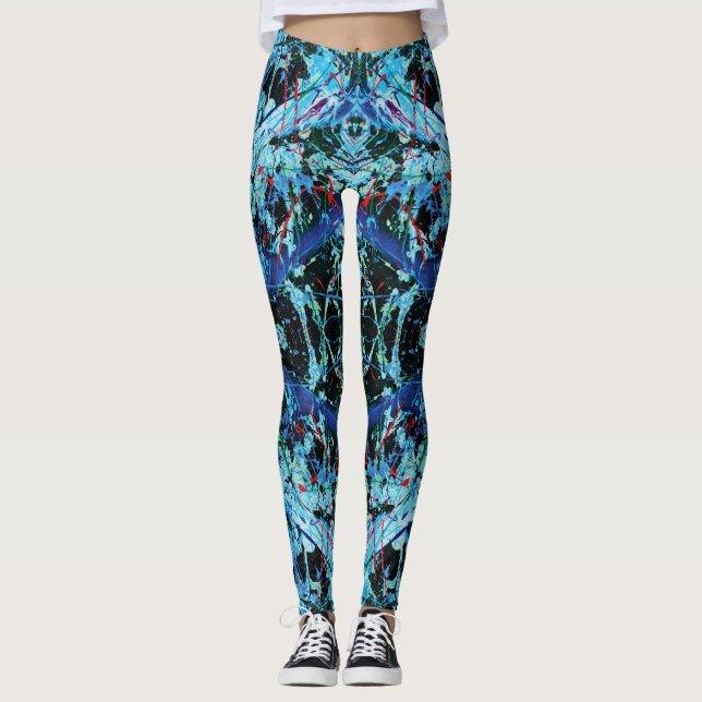 Weihnachts-Massaker Blau, Roter Spritzer Leggings (Vorderseite)
