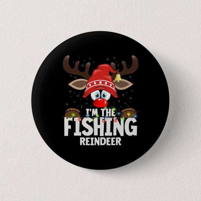 Weihnachts-Matching Ich bin das fischende Rentier  Button (Vorderseite)
