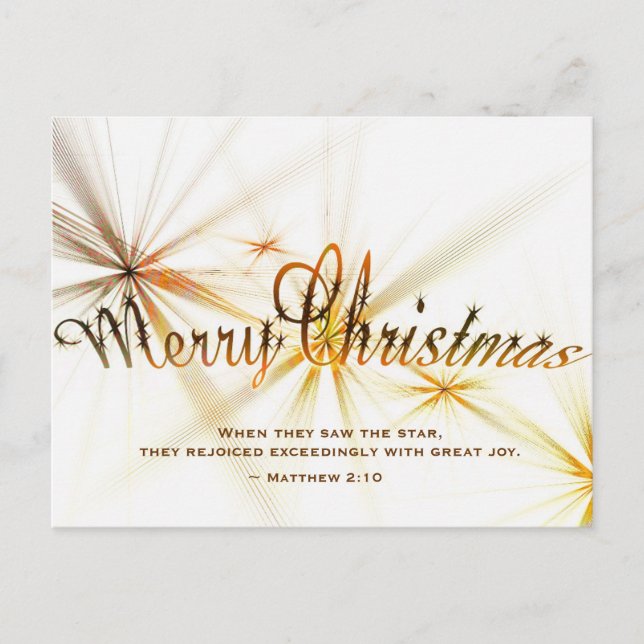 Weihnachts Matthew 2:10 Bibel Modernes Star Design Postkarte (Vorderseite)