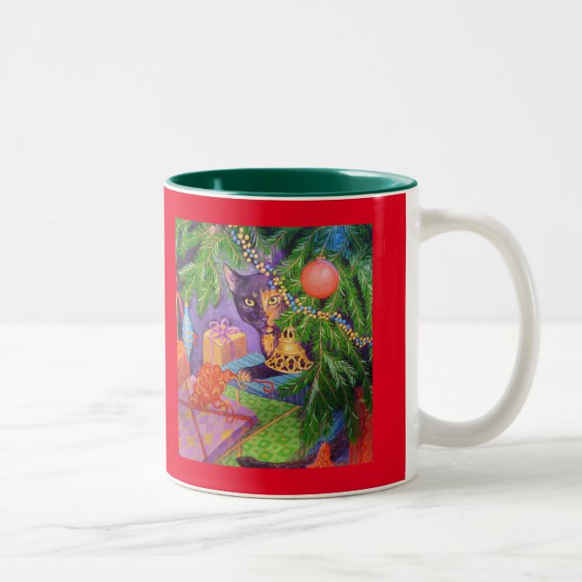 Weihnachts-"Maus"-Tasse Zweifarbige Tasse (Rechts)