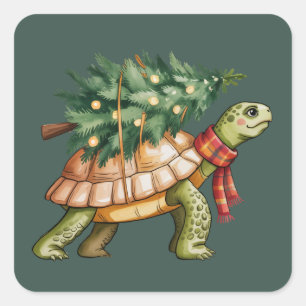 Weihnachts-Meeresschildkröte-Lover-Geschenk Weihna Quadratischer Aufkleber