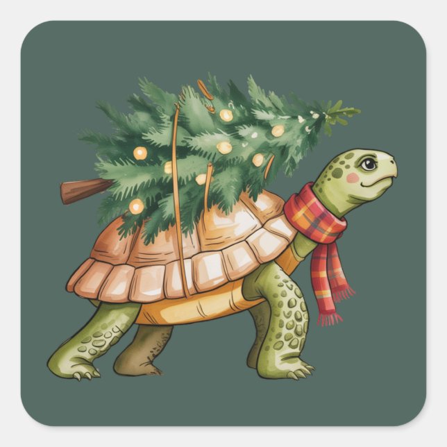 Weihnachts-Meeresschildkröte-Lover-Geschenk Weihna Quadratischer Aufkleber (Vorderseite)