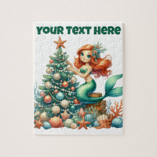 Weihnachts Meerjungfrau Kinderpuzzle - Personalisi