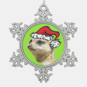 Weihnachts Meerkat Maßgeschneiderte Schneeflocke O Schneeflocken Zinn-Ornament