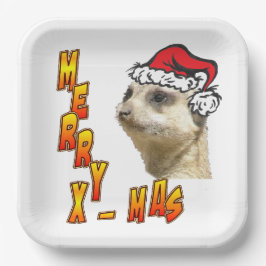 Weihnachts Meerkat Merry Xmas Square Papierplatte Pappteller