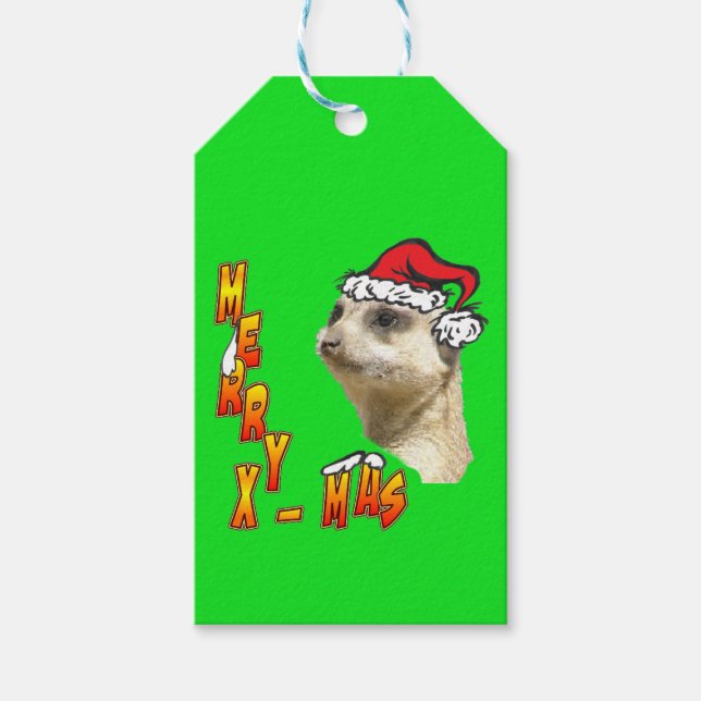 Weihnachts-Meerkat-Tags Geschenkanhänger (Vorderseite)