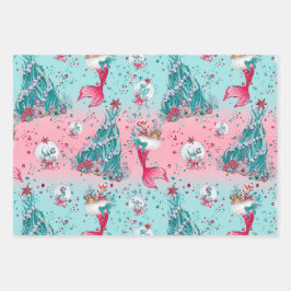 Weihnachts-Mermaid & Freunde Geschenkpapier Set