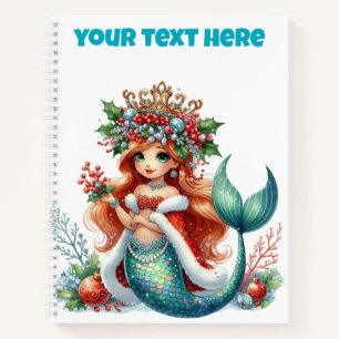 Weihnachts-Mermaid-SpiralNotebook - bearbeitbarer  Notizbuch