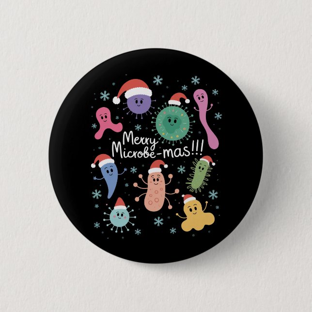 Weihnachts-Mikrobiologie-Lehrer Mikrobe Button (Vorderseite)