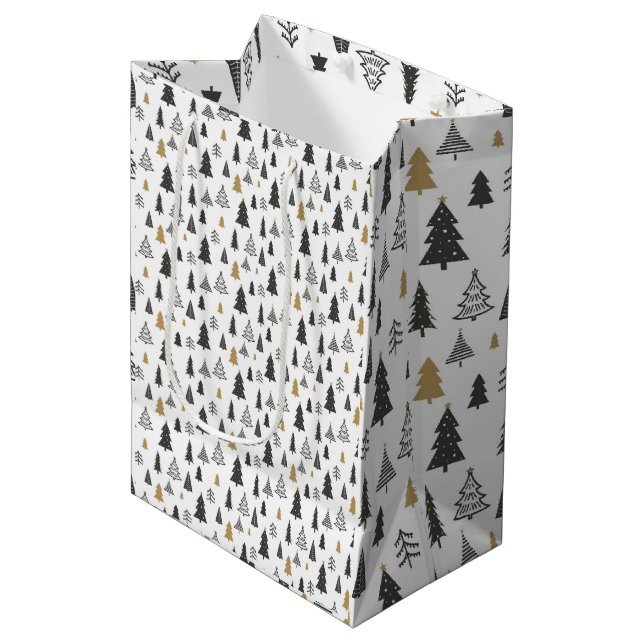 Weihnachts-Minimalistisch-Urlaubspakete Mittlere Geschenktüte (Vorderseite Schrägansicht)
