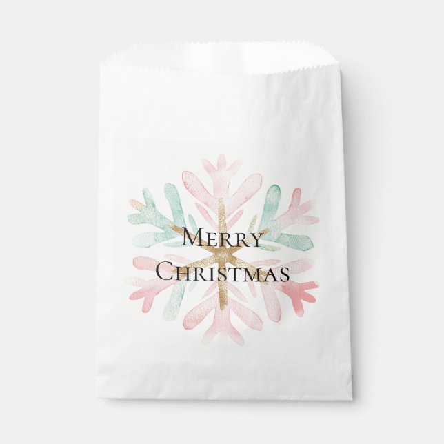 Weihnachts-Minze Schneeflocken auf Weiß Geschenktütchen (Vorderseite)