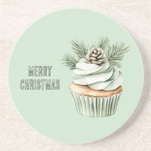 Weihnachts-Minze-Tannenzapfen-Cupcake Getränkeuntersetzer
