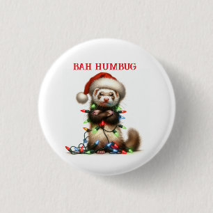 Weihnachts Mischief Ferret in Weihnachtslicht Button