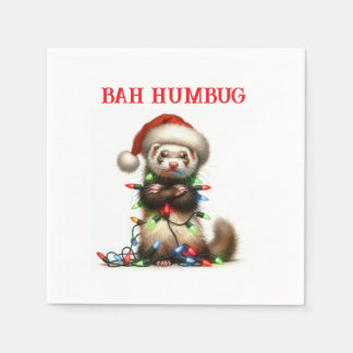 Weihnachts Mischief Ferret in Weihnachtslicht Serviette