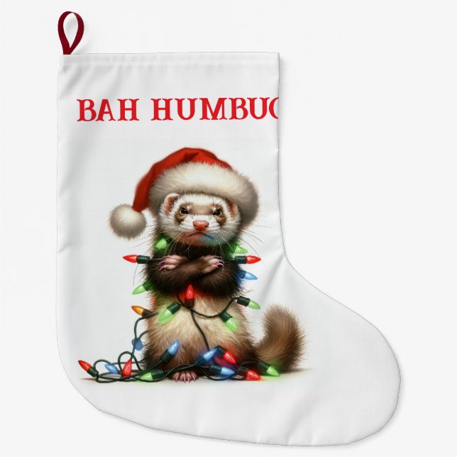 Weihnachts-Mischief-Ferret verwirrt Großer Weihnachtsstrumpf (Vorderseite)