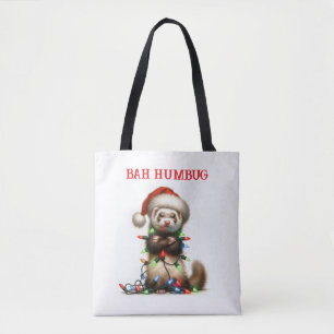 Weihnachts-Mischief-Ferret verwirrt Tasche
