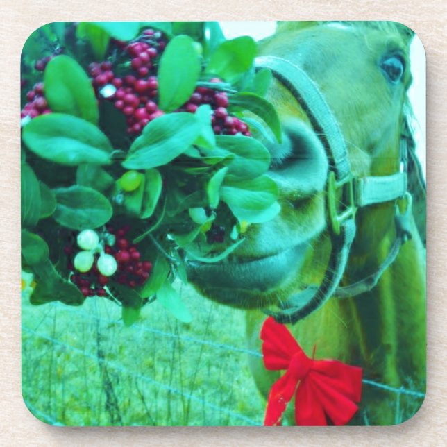 Weihnachts-Mistletoe Aquamarin Getränkeuntersetzer (Vorderseite)