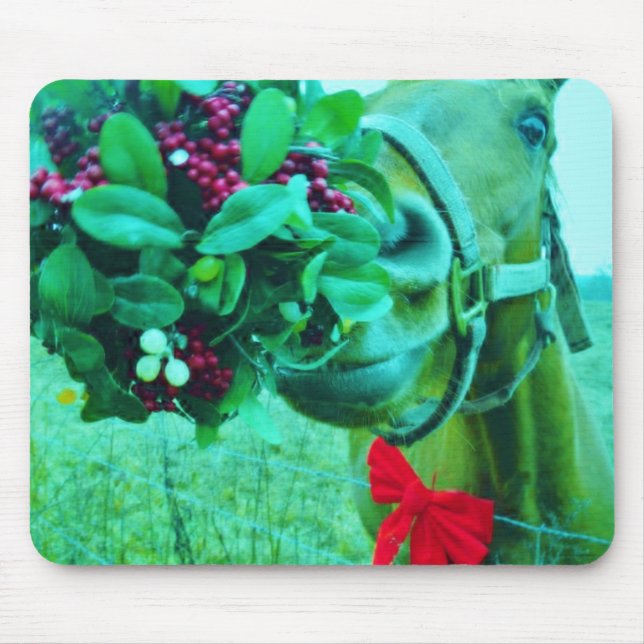 Weihnachts-Mistletoe Aquamarin Mousepad (Vorne)