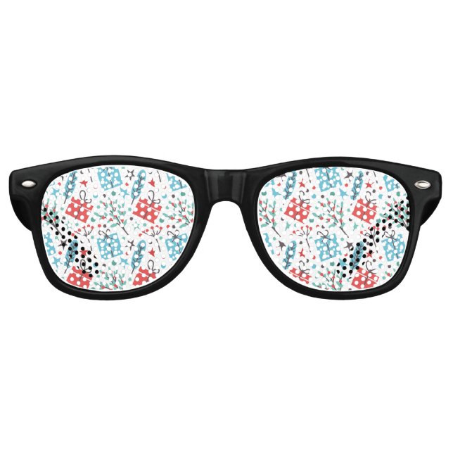 Weihnachts-Mistletoe und Geschenkmuster Partybrille (Vorderseite)