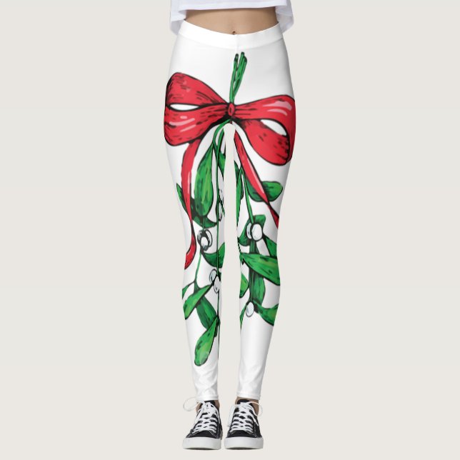 Weihnachts-Mistletowo unter dem Gürtel Funny Xmas  Leggings (Vorderseite)