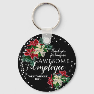 Weihnachts-Mitarbeiteraufwertung Floral Black Schlüsselanhänger