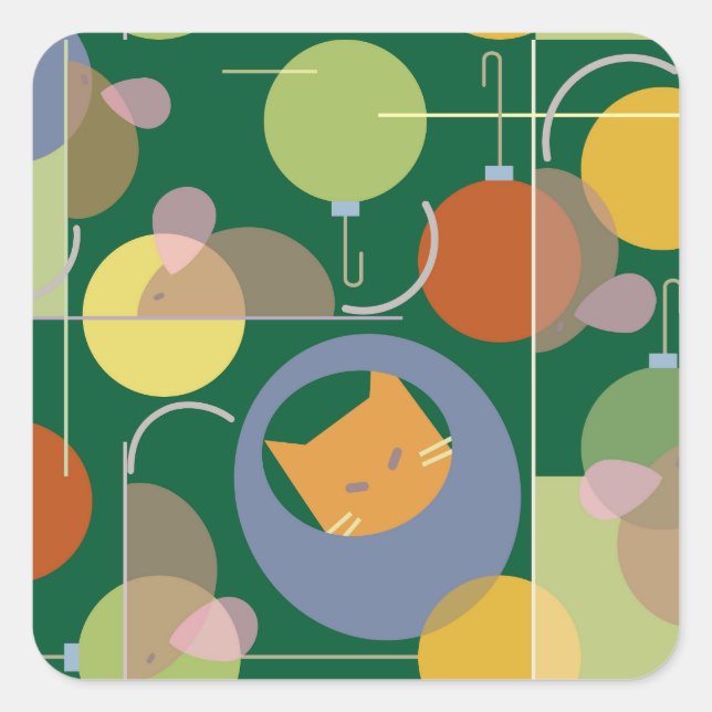 Weihnachts Mitte Mod Cat Sticker (Vorderseite)