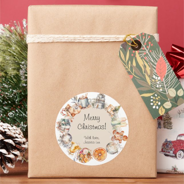 Weihnachts-Mix-Element-Geschenkaufkleber Runder Aufkleber (Feiertag)
