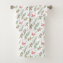 Weihnachts-Mixed Botanisches Muster Badetuch Set