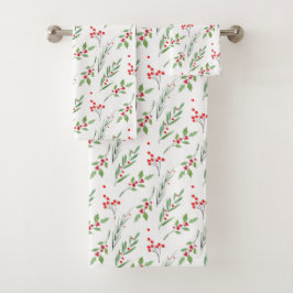 Weihnachts-Mixed Botanisches Muster Badetuch Set