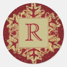 Weihnachts-Monogramm-Glitzer Snowflake Red Gold