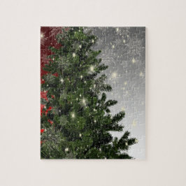 Weihnachts-Monogramm Grüner Tree Roter Silberschne
